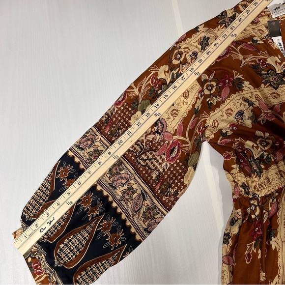 NWT Panache Brown Floral Kimono Long Wrap Dress Size M - Picture 11 of 16